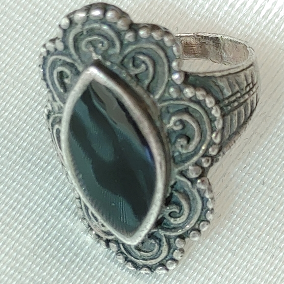 Vintage Sterling silver onyx ring 6 1/2 - Picture 3 of 7